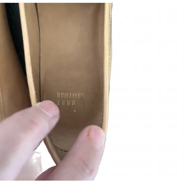 Stuart Weitzman Patent Leather Tan Loafer Driving Shoe Size 9 - Image 8