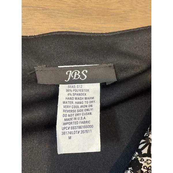 JBS Paisley Sequin Bodycon Dress Size M Black White Scoop Neck NWT Made in USA - Image 7