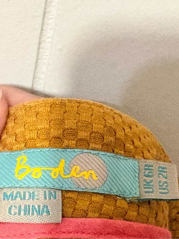 Boden Textured A-Line Skirt Mustard Yellow Size 2R Cotton Blend Pockets - Image 4