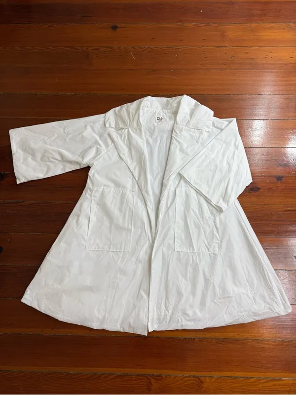PLANET By Lauren G Nylon Emily Trench Coat White Oversized Sz OS 🧡🍄 - Image 8
