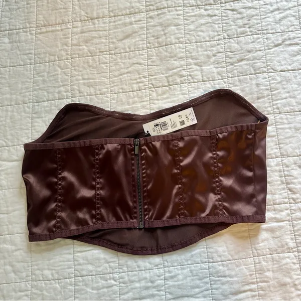 Garage Karina Satin Corset Crop Top Large NEW Borwn - Image 3