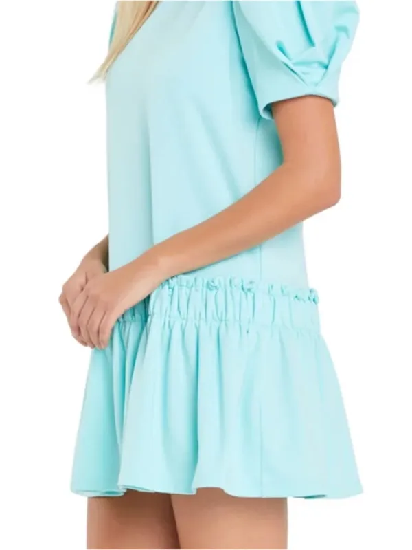 English Factory 100% Cotton Women’s XS Puff Sleeve Mini Dress in Mint Green - Image 16