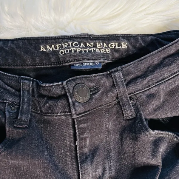 American Eagle Washed Black Mid Rise Skinny Jeans - Image 4