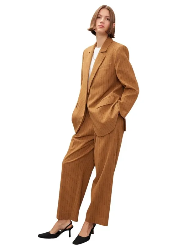 Madewell Plus Oversized Pinstripe Blazer in fallen timber 14 Womens Jacket - Image 4