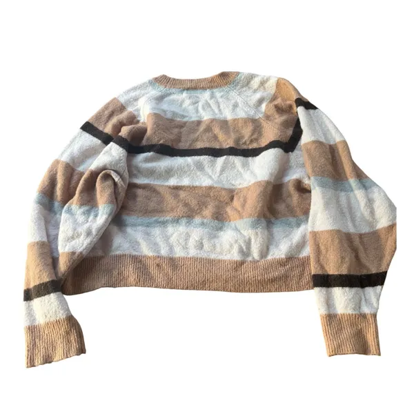 Urban Outfitters Striped Knit Sweater Women's Small‎ Crew Neck Long Sleeve Beige - Image 2