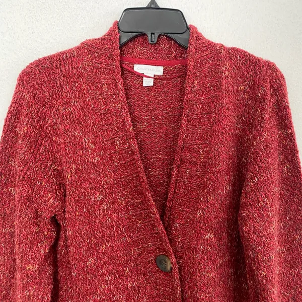 Charter Club Red Knit Cardigan Sweater Womens Size L‎ Wool Blend Button Front - Image 3