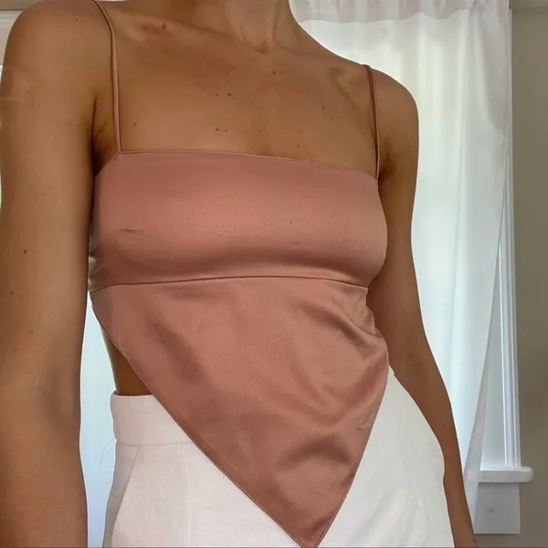 Revolve Danielle Bernstein weworewhat Cropped Handkerchief satin Tank - Image 4
