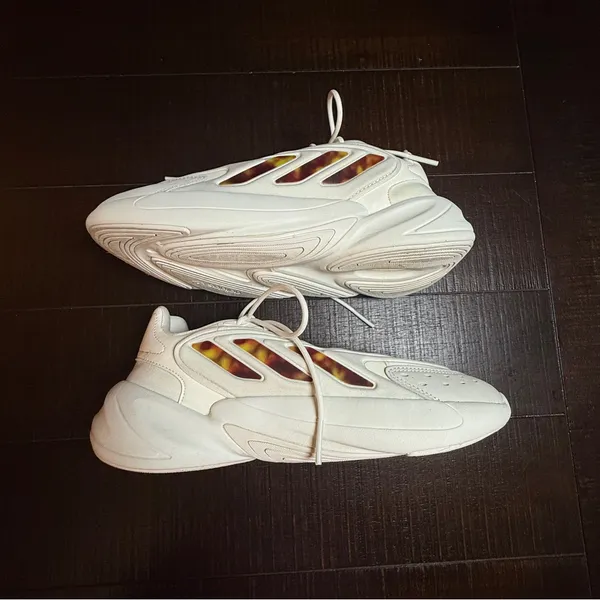 Adidas Ozelia Off White Sneakers Burgundy Tortoise Shell Details Womens‎ 8 90s - Image 5