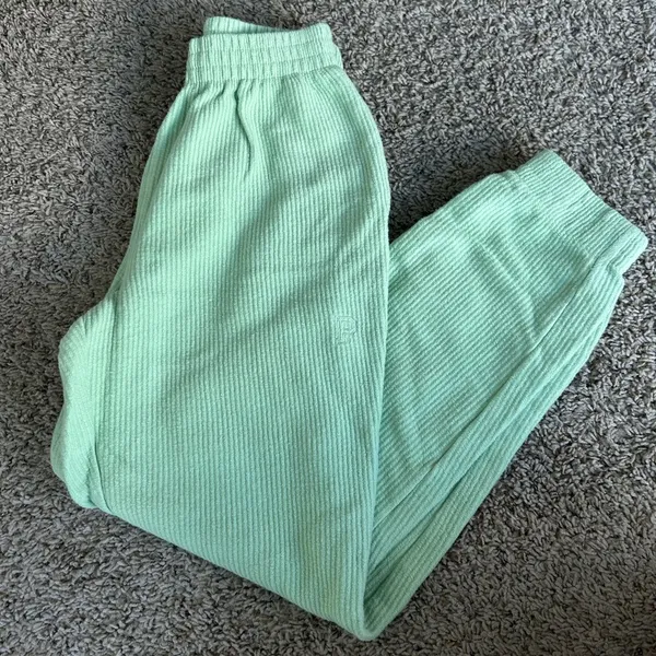 Green ribbed Fleece High Waist Jogger - Image 6