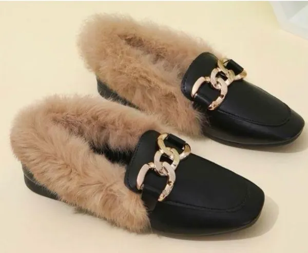 Black Fluffy Loafers. Size 5.5 - Image 7