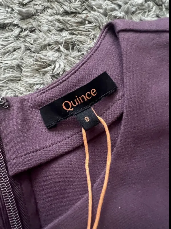 NWT Quince Classic‎ Purple Ultra-Stretch Ponte Short Sleeve Midi Dress Sz S - Image 3