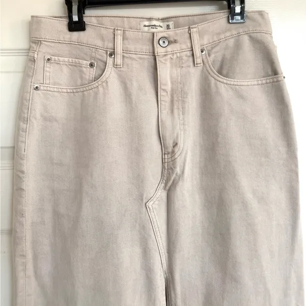 Abercrombie & Fitch High Waist Denim Jean Midi Skirt 10 Tall Gray‎ - Image 3