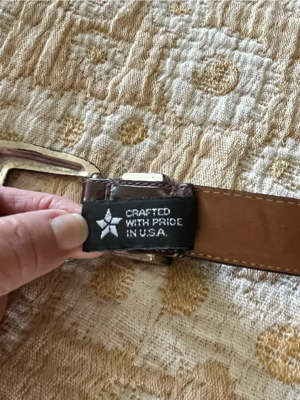 Brighton Brown croc Embossed Belt With Silvertone Hardware Vintage - Image 5