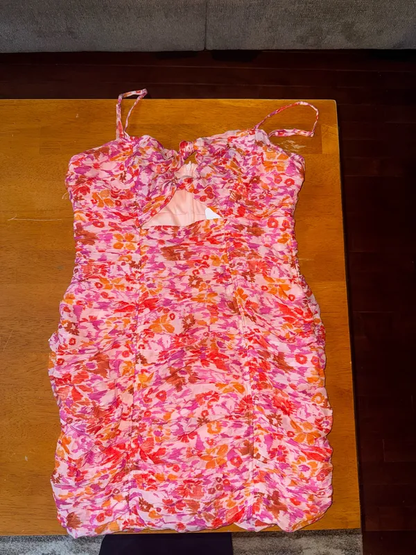 Floral Ruched Mini Dress - Image 3