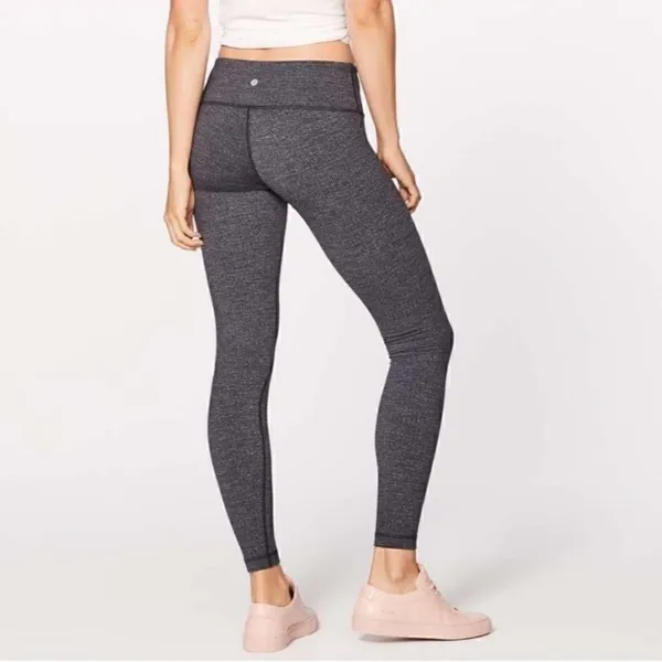 Lululemon Wunder Under Pant Coal Mini Check Pique Texture Knit Leggings Size 2 - Image 4