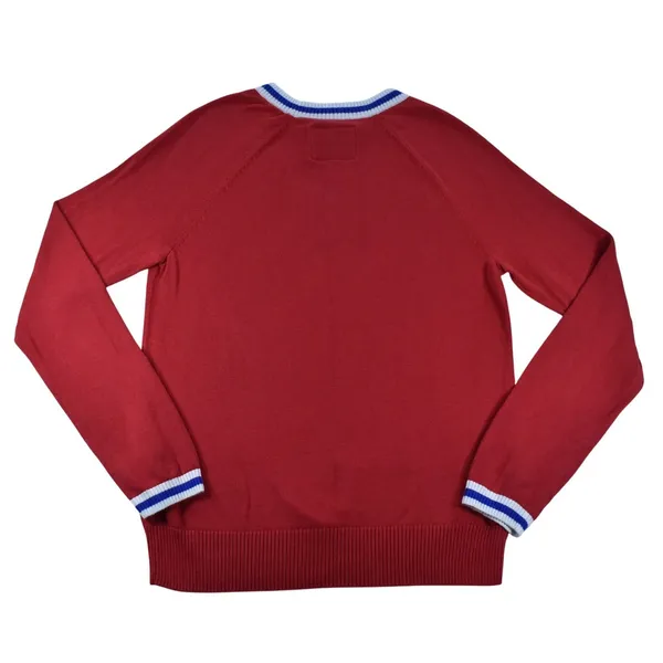Abercrombie & Fitch Red Ski Graphic Sweater Womens Small Striped Trim Knit1R6047 - Image 2