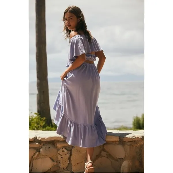 Free People Lynne Midi Dress in Lavender Luster Periwinkle Small NWT Beach Boho - Image 4