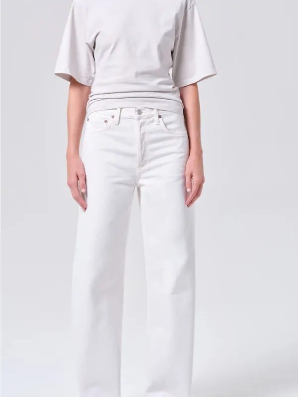 Agolde Wide-Leg Flare Jeans in Off-White - Image 2