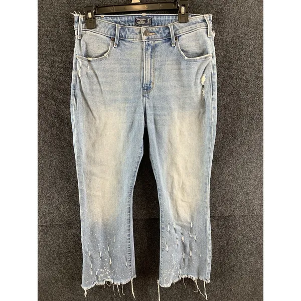 Abercrombie & Fitch Simone High Rise Ankle Flare Jeans Distressed Paint Splatter - Image 2