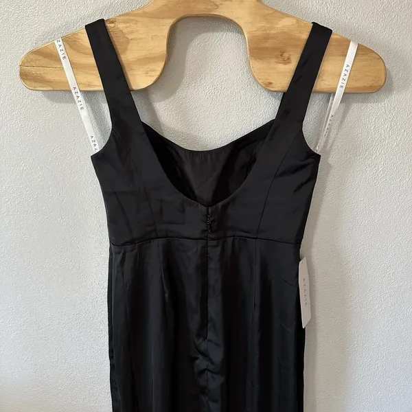 NEW AZAZIE Nessi Stretch Satin‎ Dress Black Formal Maxi Gown Bridesmaid Size A10 - Image 5