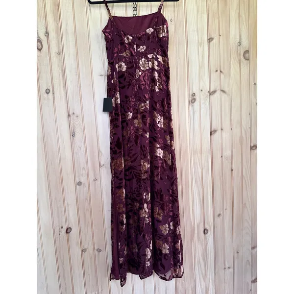Lulus Effortless Celebration Burgundy Floral Burnout A-Line Dress Resort Small - Image 7