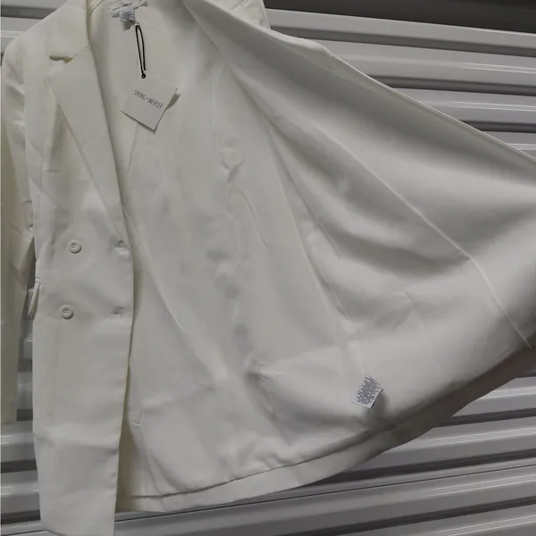 Spring + Mercer Womens Blazer Dress XS White Bridal Chic Cocktail Party Wedding - Image 5