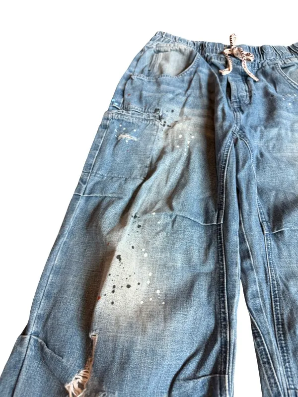 We The Free People Modern Love Jeans Paint Splatter Drawstring Size Medium Women - Image 4