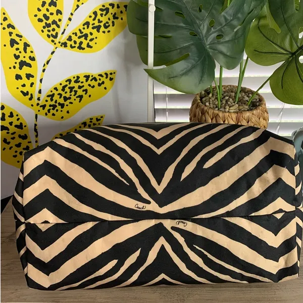 Coach y2k Devin Black Tan Zebra Print Nylon Overnight Tote Pouch - Image 5