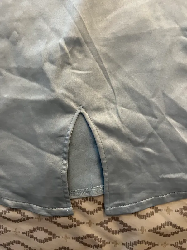 Satin Mini Skirt Blue Size 8 - Image 2