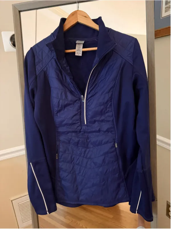 Champion Women's Duo Dry Quilted Jacket Blue White Large - Image 2