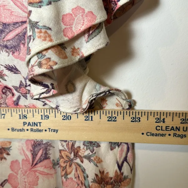 Who What Wear Women Linen Blend Floral Flutter Sleeve Spring Blouse Top XL - Image 8