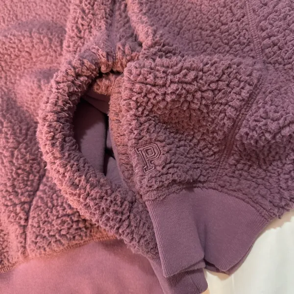 PINK Sherpa Teddy Pullover Sweatshirt XL Mauve - Image 6