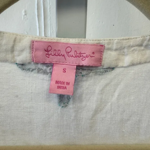 Lilly Pulitzer Amelia Island Tunic White Embroidered Beaded Sequin Small Boho‎ - Image 10