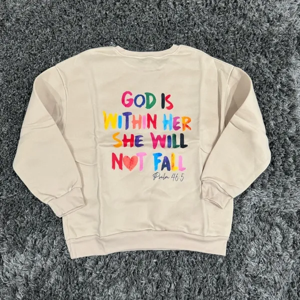 God Is Within Her She Will Not Fail Sweatshirt in Beige​​​​ Size XL - Image 2