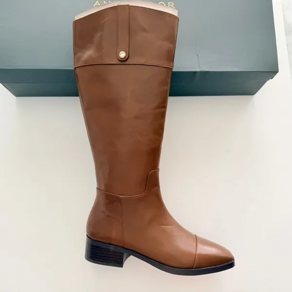 Ann Taylor Ladies Equestrian Tall Riding Boots NEW Size 9 Leather Pecan Brown - Image 2
