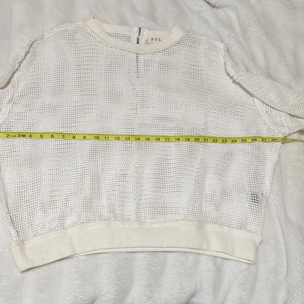 POL size small White Mesh Pullover oversized Sweater with embroidered accents - Image 8