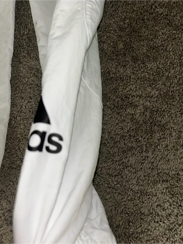 adidas White Track Joggers with Black Logo - Image 2