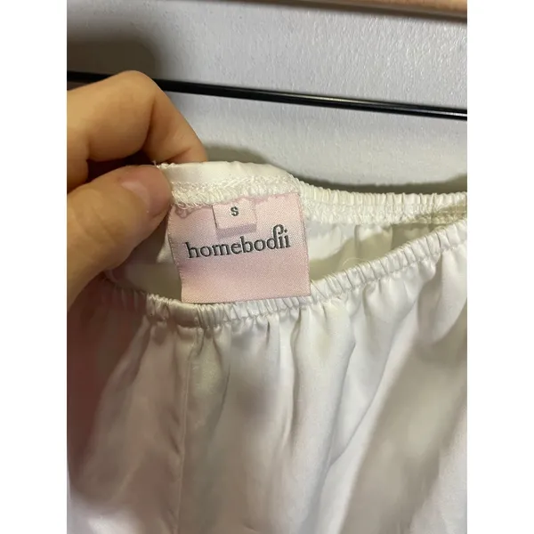 Homebodii Pajama Set Womens S Ivory Satin Lace Cami Tap Shorts Bridal Sleepwear - Image 5