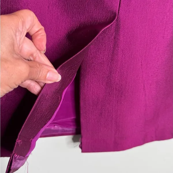Badgley Mischka Fuchsia Skirt Suit Set Crystal Button Blazer Pencil Skirt Sz 10 - Image 9