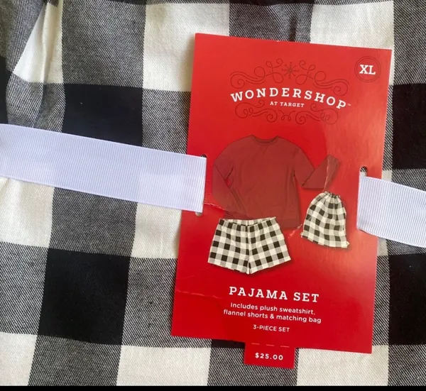 Wondershop Women's Plaid 3pc Backpack and Pajama Set - White/Black red - Image 6