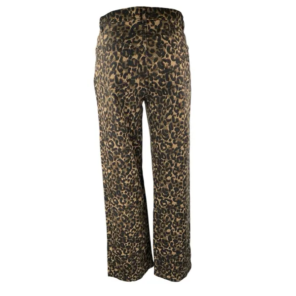 Project Rebel Tan Black Leopard High Waisted Wide Leg Baggy Trousers Pants Sz S - Image 3