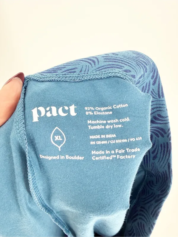 PACT Cropped Printed‎ Leggings Women's XL Blue Activewear - Image 5