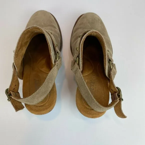 Born‎ Bagley Clogs Mules 7 Suede Leather Studded Taupe Harness Buckle - Image 4
