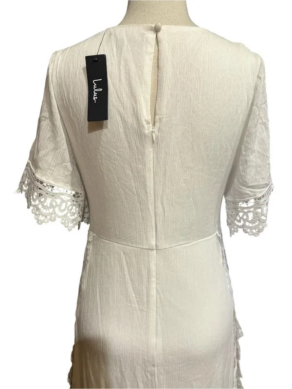 Lulus Sweeten the Occasion White Lace Short Sleeve Maxi Dress size S wedding - Image 5