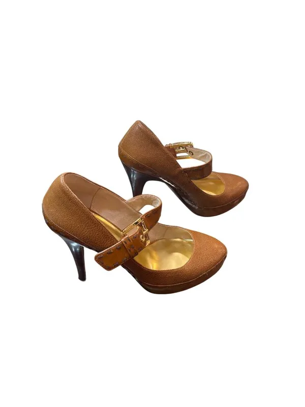 Michael Kors wms brown leather pebbled stilleto 5" heels shoes sz 8M SKU 10-404 - Image 3