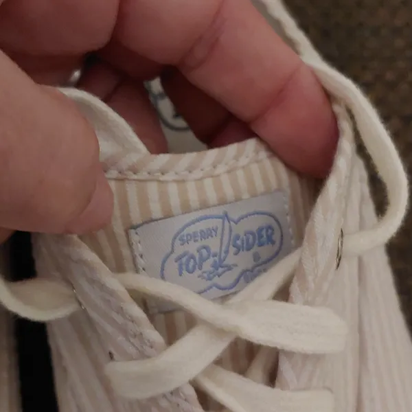 Sperry Top-Sider size 9 1/2 pale pink & white stripe NWOT - Image 3