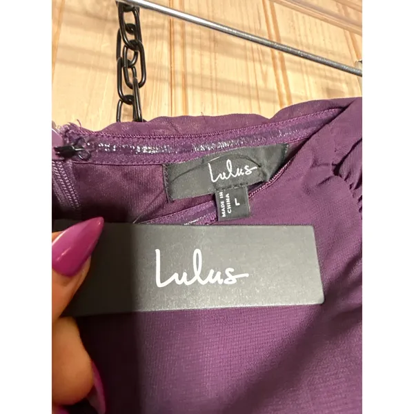 NWT Lulus Luxe Favorite Dark Purple Strapless Ruched Maxi Dress Bridesmaid Sz L - Image 8