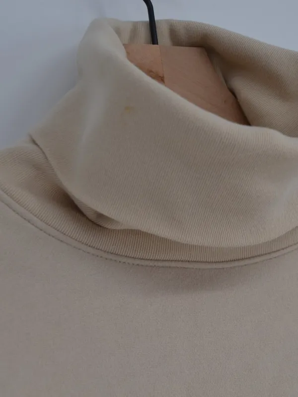 Oak + Fort Cropped Turtleneck Sweatshirt Beige S Tan - Image 4
