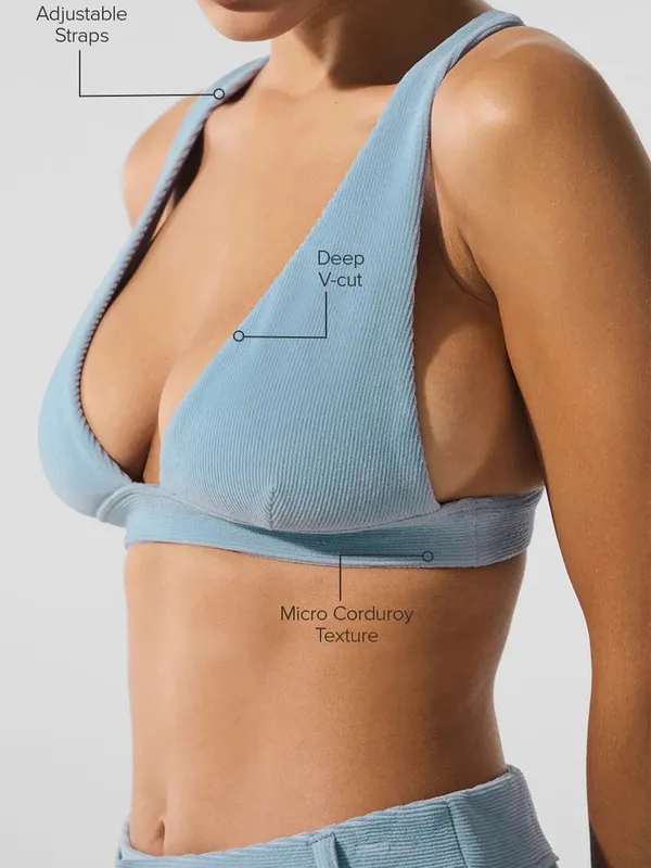 NWT ALO‎ Yoga Micro Corduroy Dreamer Bra in Celestial Blue Size XS - Image 3