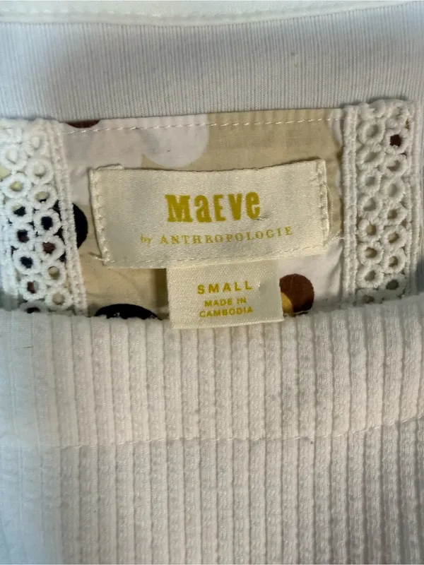 Anthropologie Maeve White Puff Sleeve Ribbed Top - Image 5